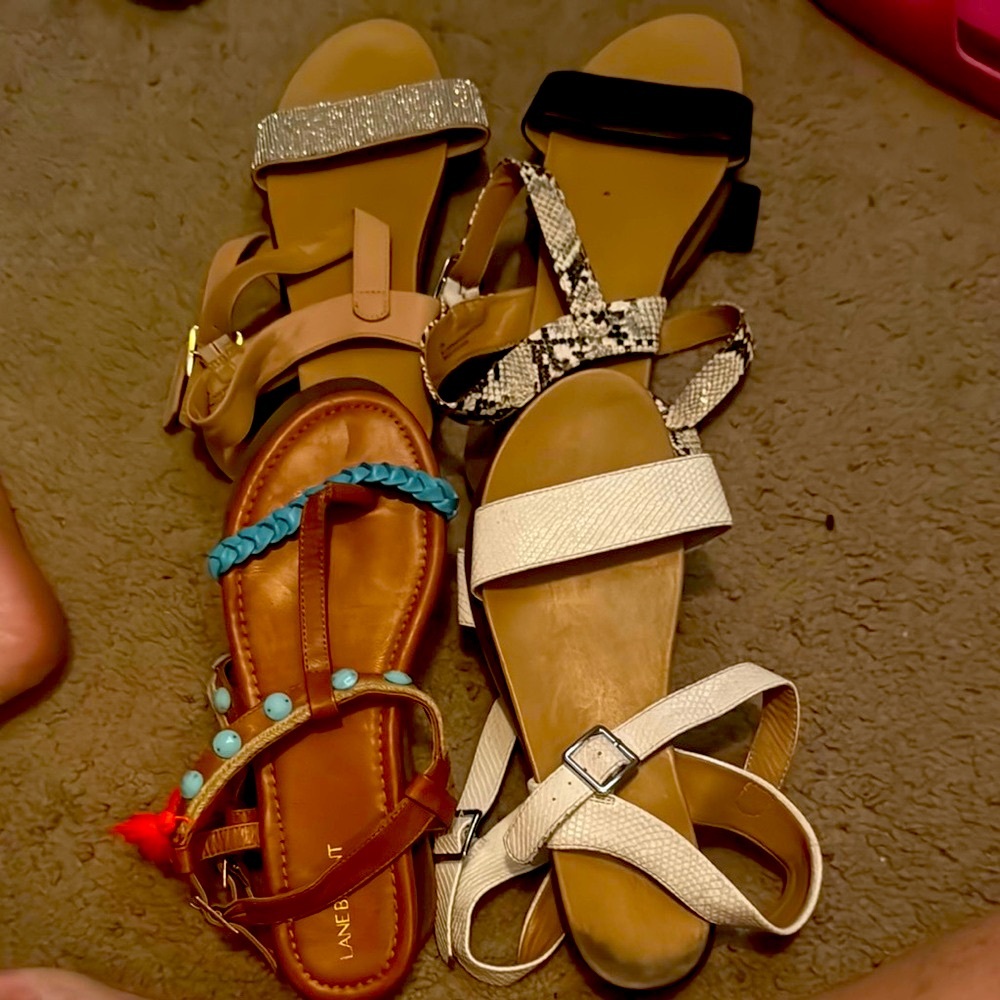 Bundle 4 pairs!!  size 11.5 lane Bryant sandals lane Bryant shoes wide sandals